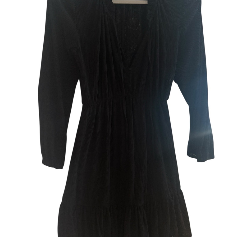 Mango Black Long Sleeve Mini Dress